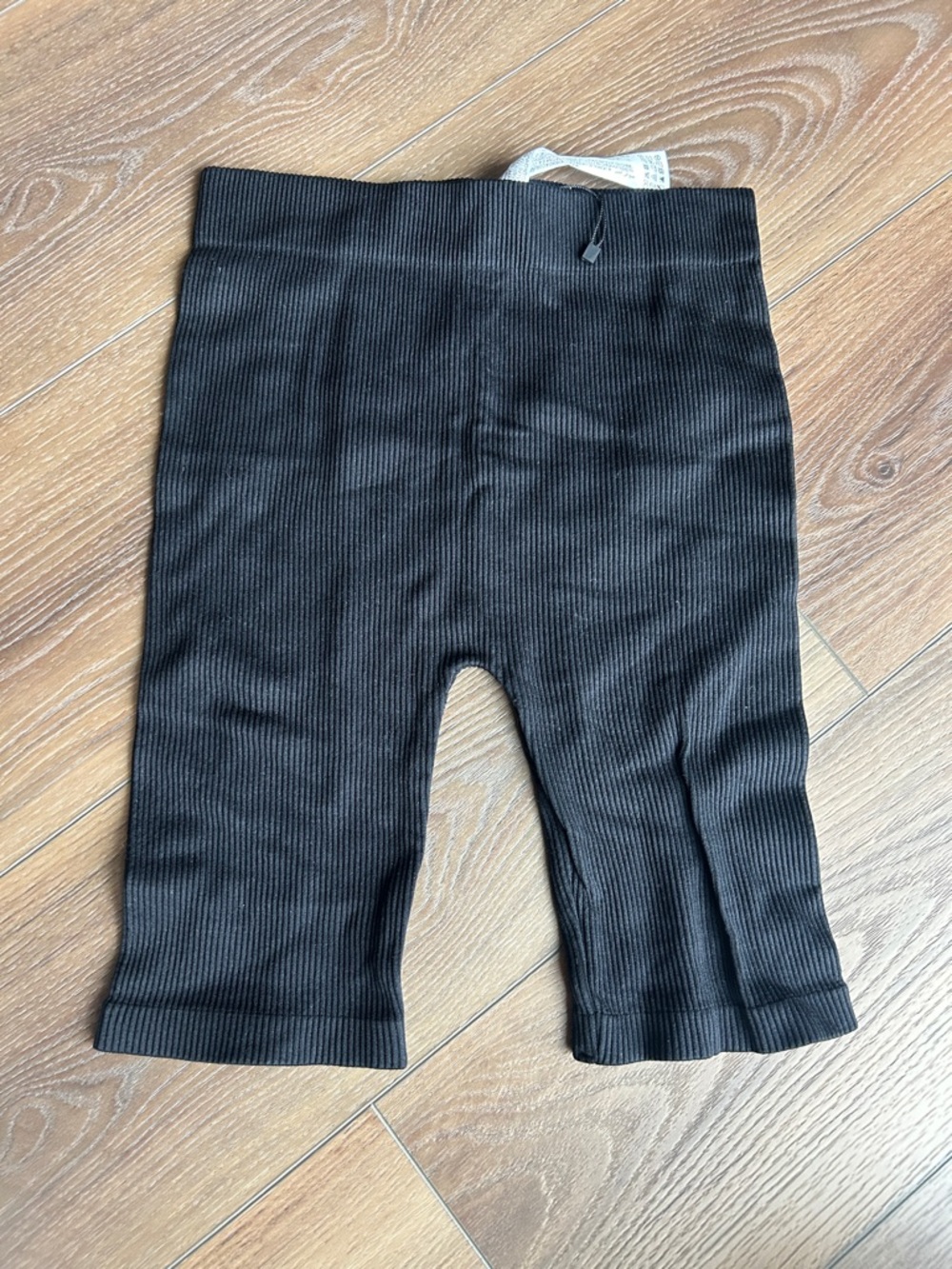 Black Ribbed Knee-Length Shorts